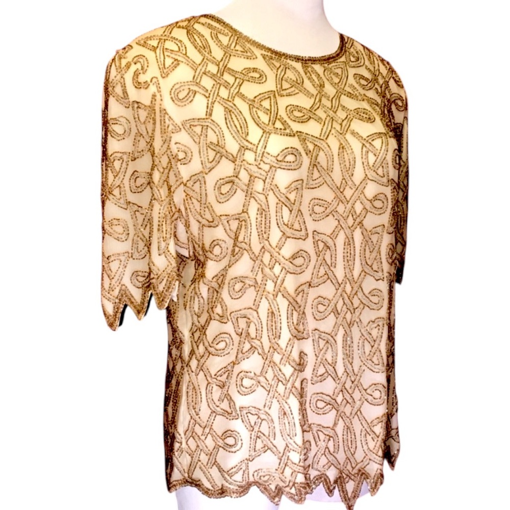 Silk Beaded Event Statement Top NWT